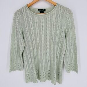 Vintage Lauren Ralph Lauren Y2K Silk Roll Neck Sweater Womens Sz L Green Fairy